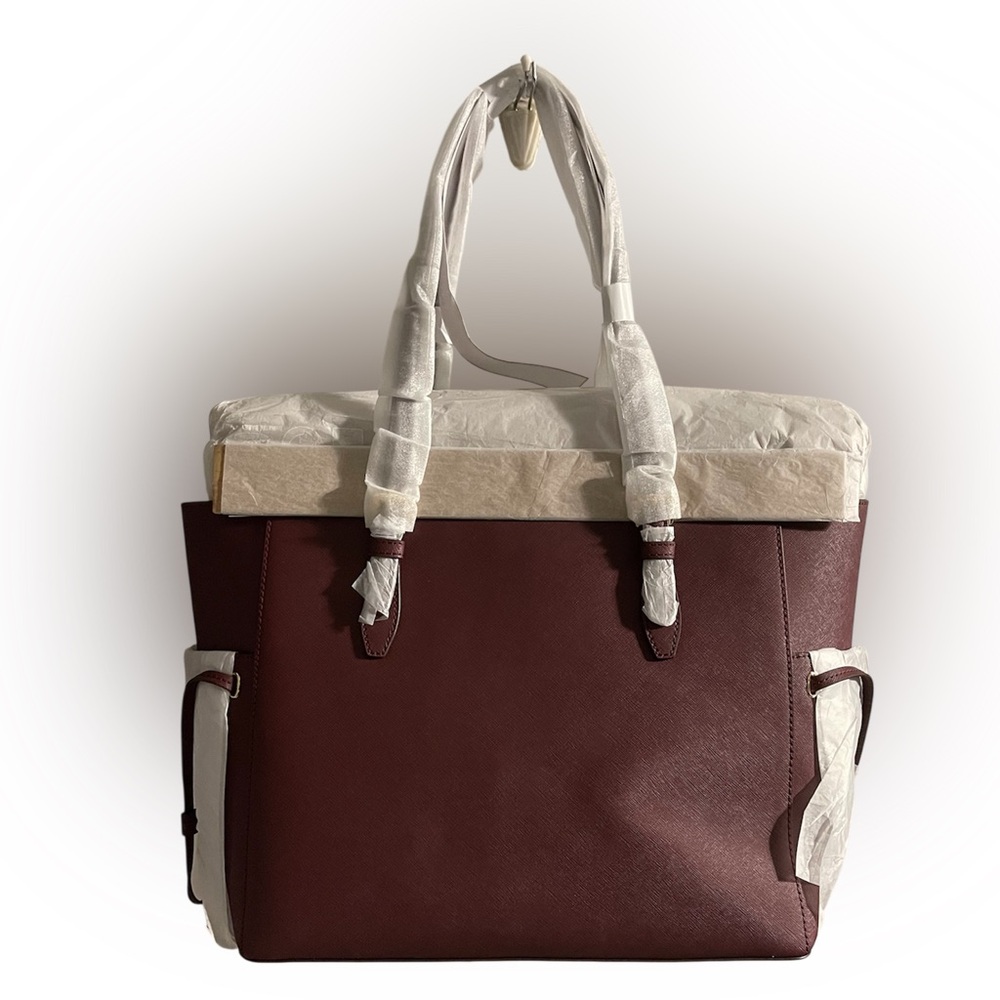 Michael Kors Gilly Tote Bag Burgundy w/ Purse Charm - Picture 4 of 10